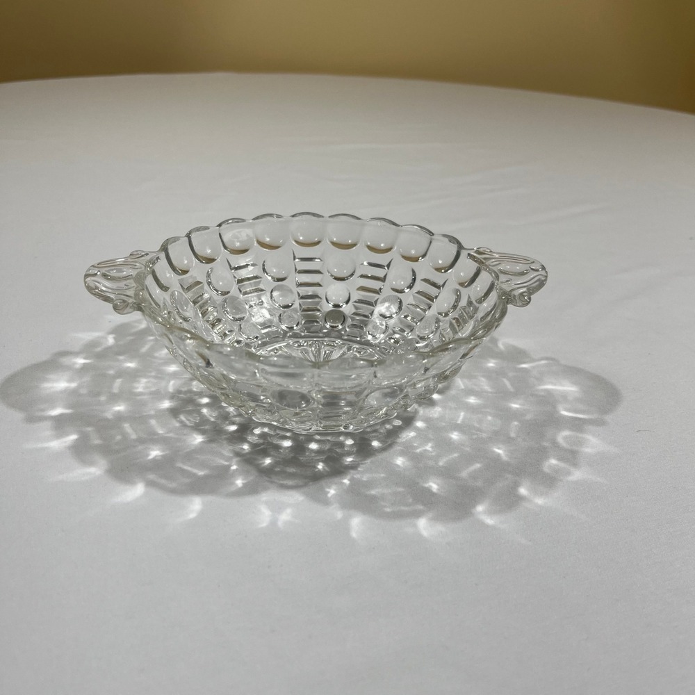 Candy Dish 6in Clear Vintage Hobnail Waffle Glass Bowl